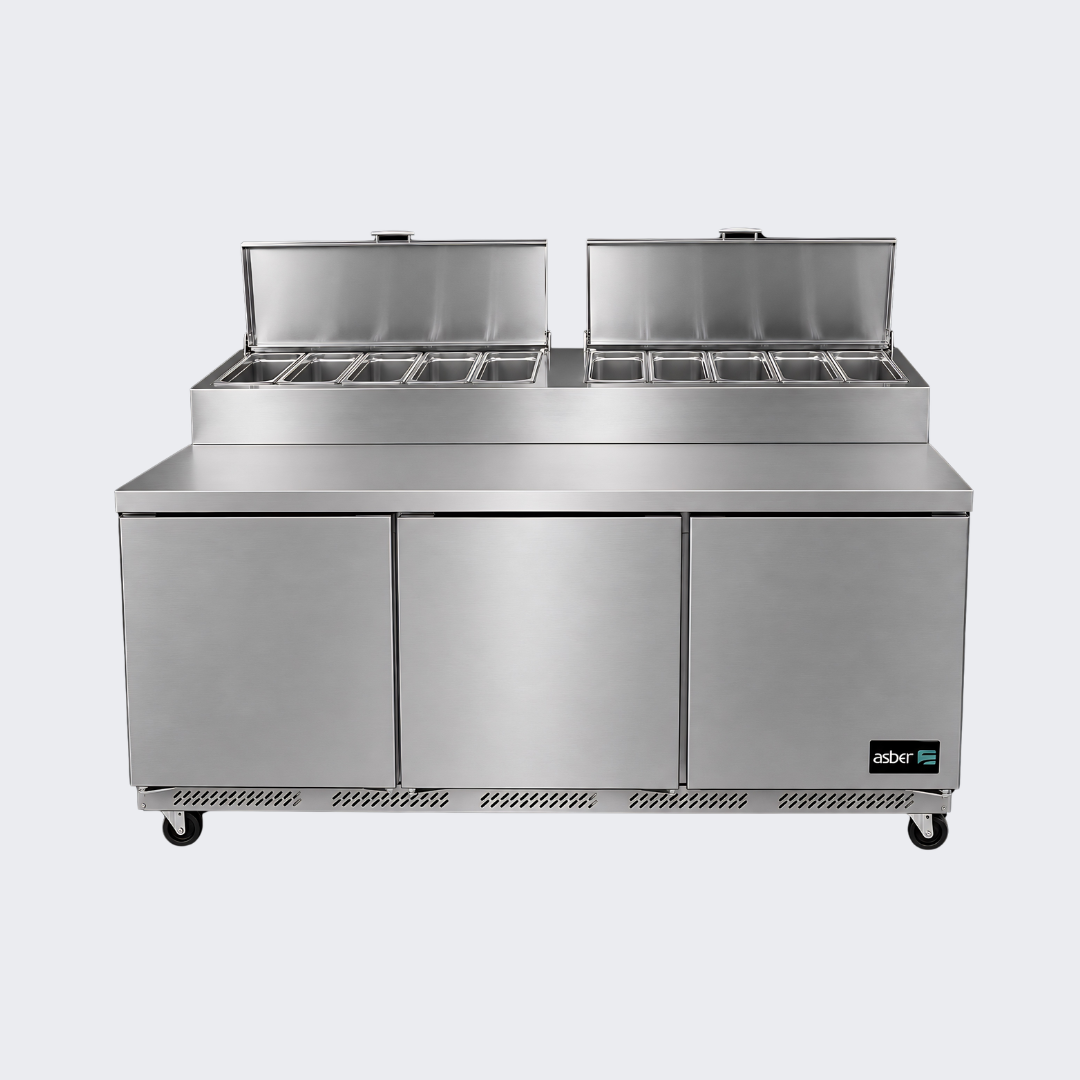 Asber | Mesa Refrigerada de Preparación Pizzas | 72" 3 Puertas | APTP 72 HC | Neo Series | Nuevo