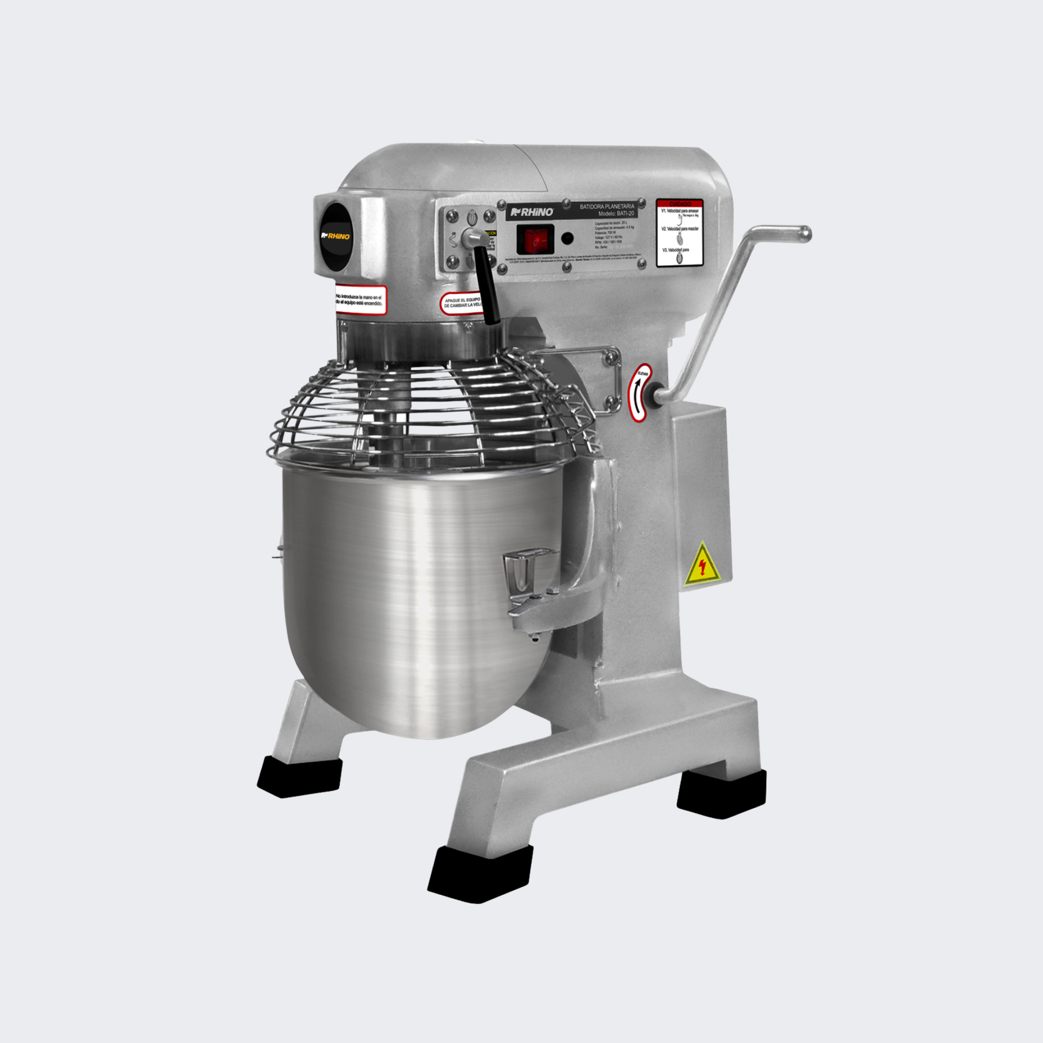 Rhino | Batidora BATI-20 | Batidora planetaria | 20 L | 750 W | 3 velocidades | Nuevo
