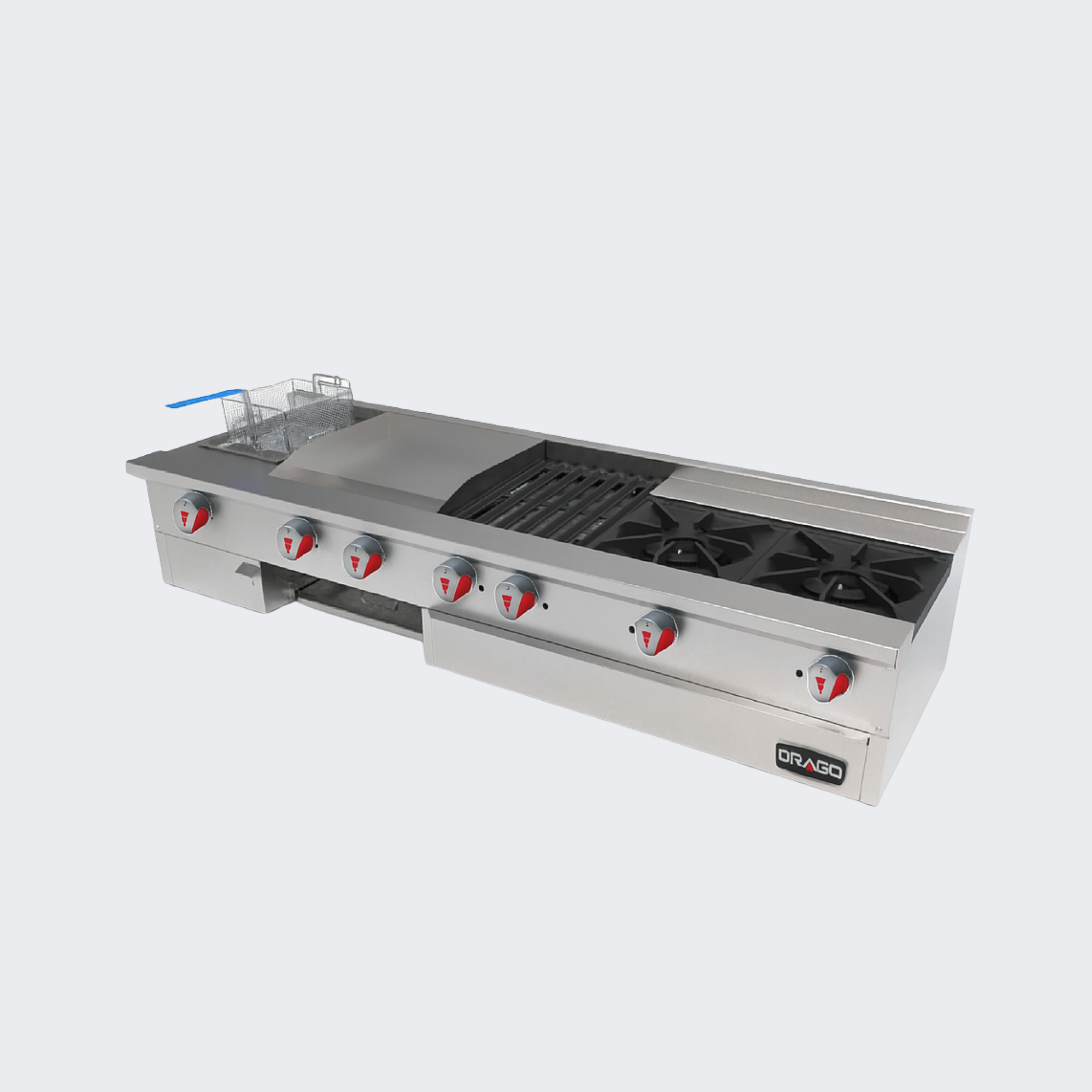 Drago | Estufa De Mesa 2 Quemadores, Freidora, Plancha, Asador Y Gratinador | UDM SLIM | Nuevo